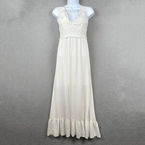 Francescas Dress Womens S White Heather Bralette Maxi Boho Tiered Fairy Feminine